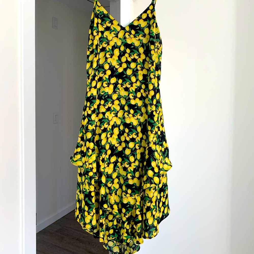 Parker layered dress patterned with lemons